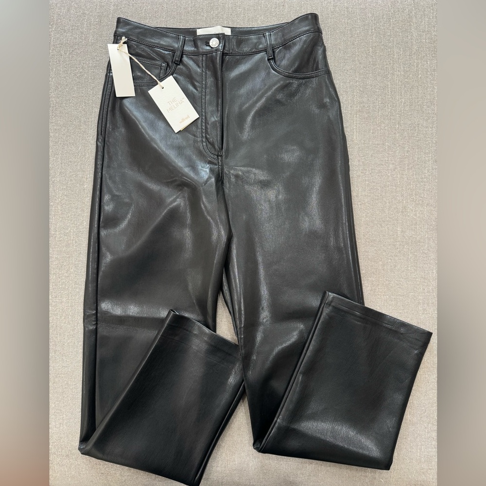 NWT‎ Wilfred Melina - R Black Noir Faux Leather Trousers High rise